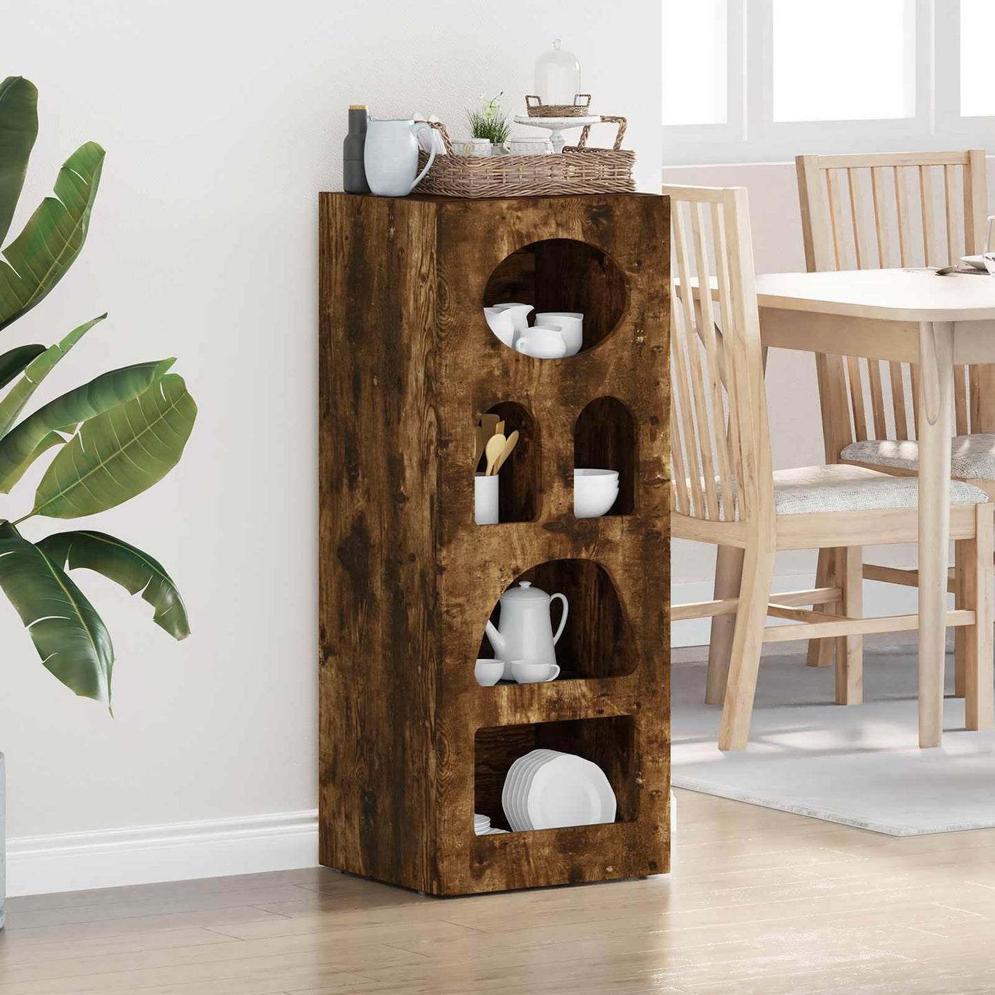 vidaXL Buffet chêne fumé 40 x 35 x 100,5 cm bois d'ingénierie