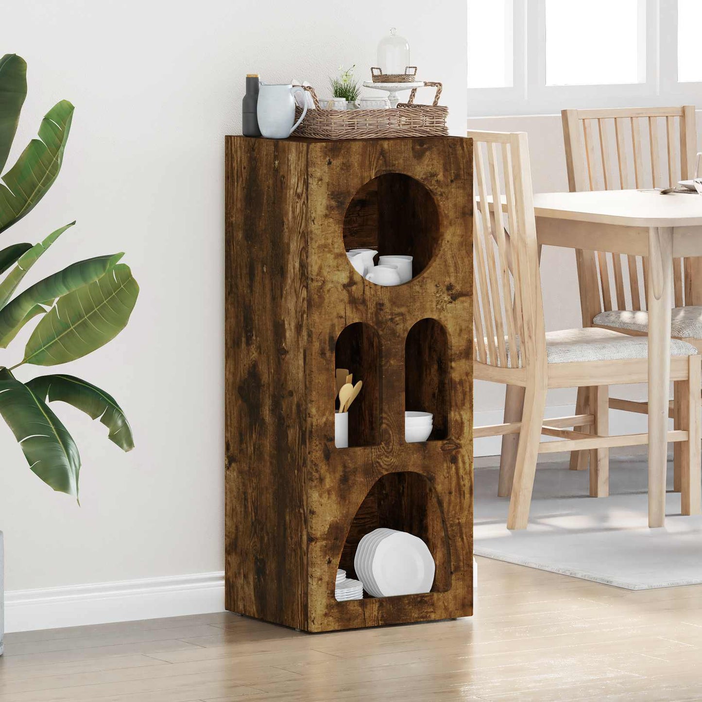 vidaXL Bahut chêne fumé 40 x 35 x 100,5 cm bois d'ingénierie