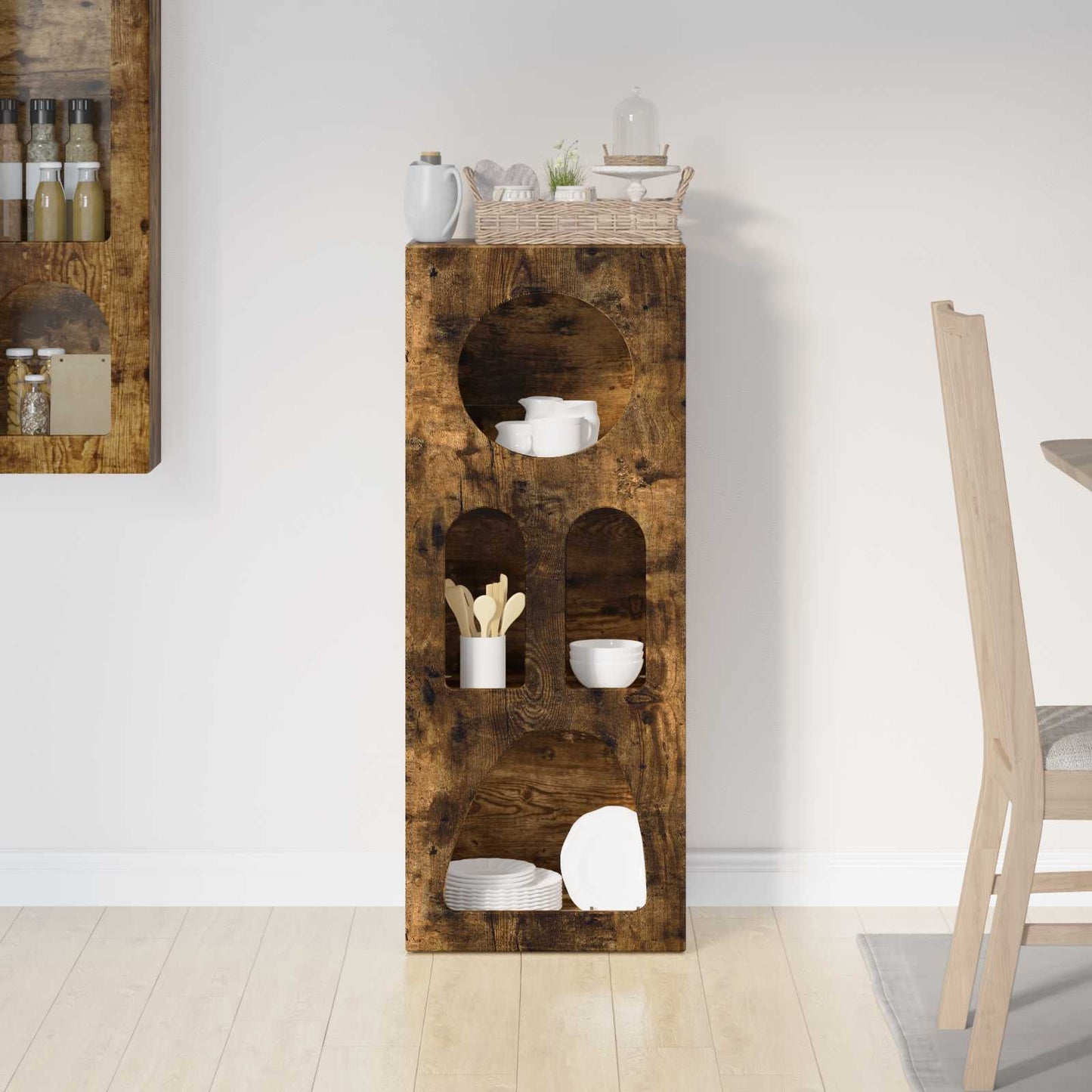 vidaXL Bahut chêne fumé 40 x 35 x 100,5 cm bois d'ingénierie