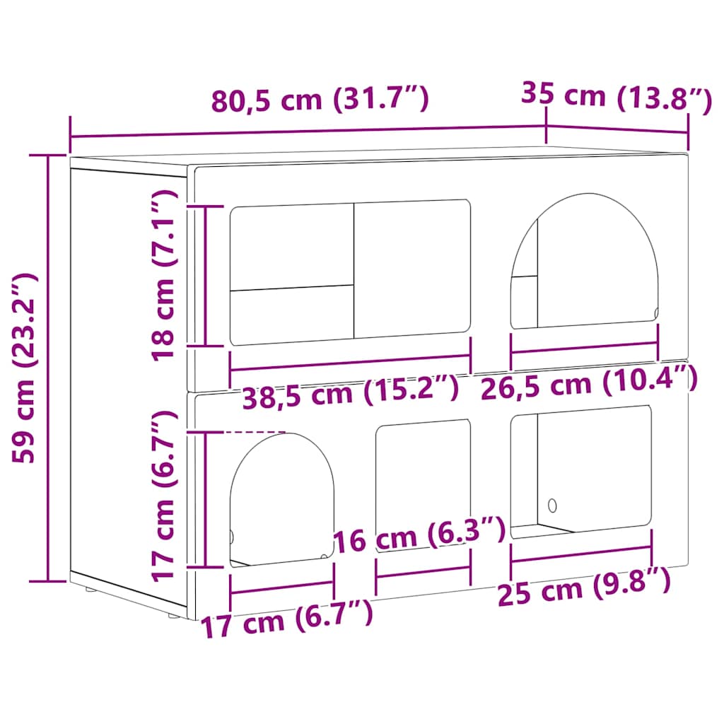 vidaXL Buffet blanc 80,5 x 35 x 59 cm Bois d'ingénierie