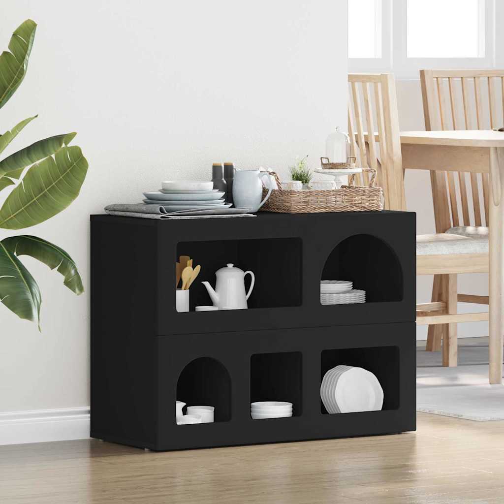 vidaXL Commode noire 80,5 x 35 x 59 cm Bois d'ingénierie