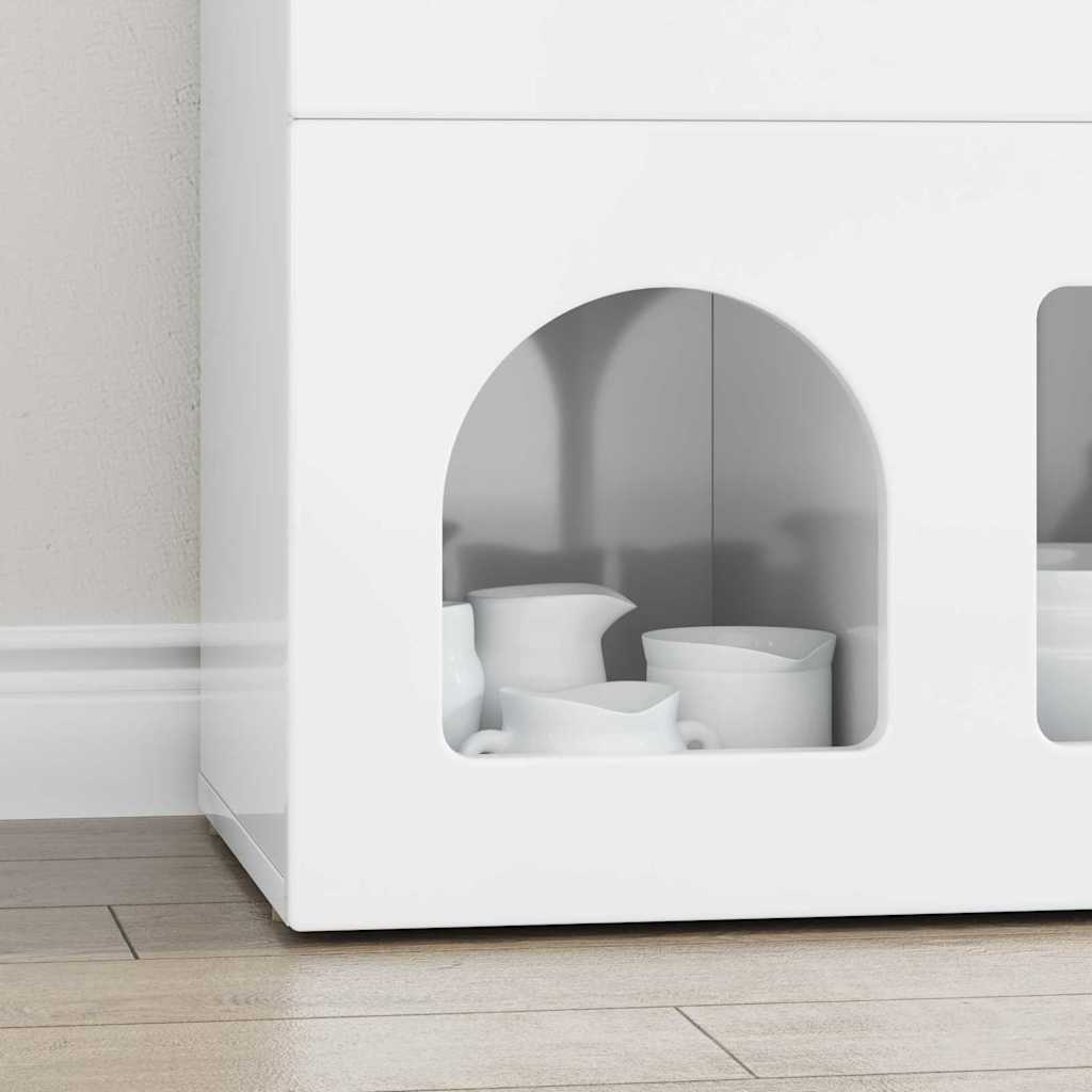 vidaXL Buffet haut brillant blanc 80,5 x 35 x 59 cm Bois d'ingénierie