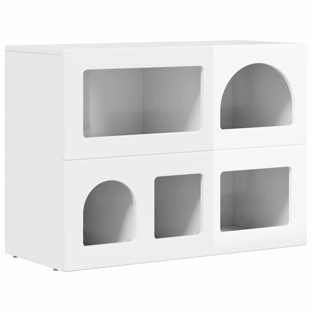 vidaXL Buffet haut brillant blanc 80,5 x 35 x 59 cm Bois d'ingénierie