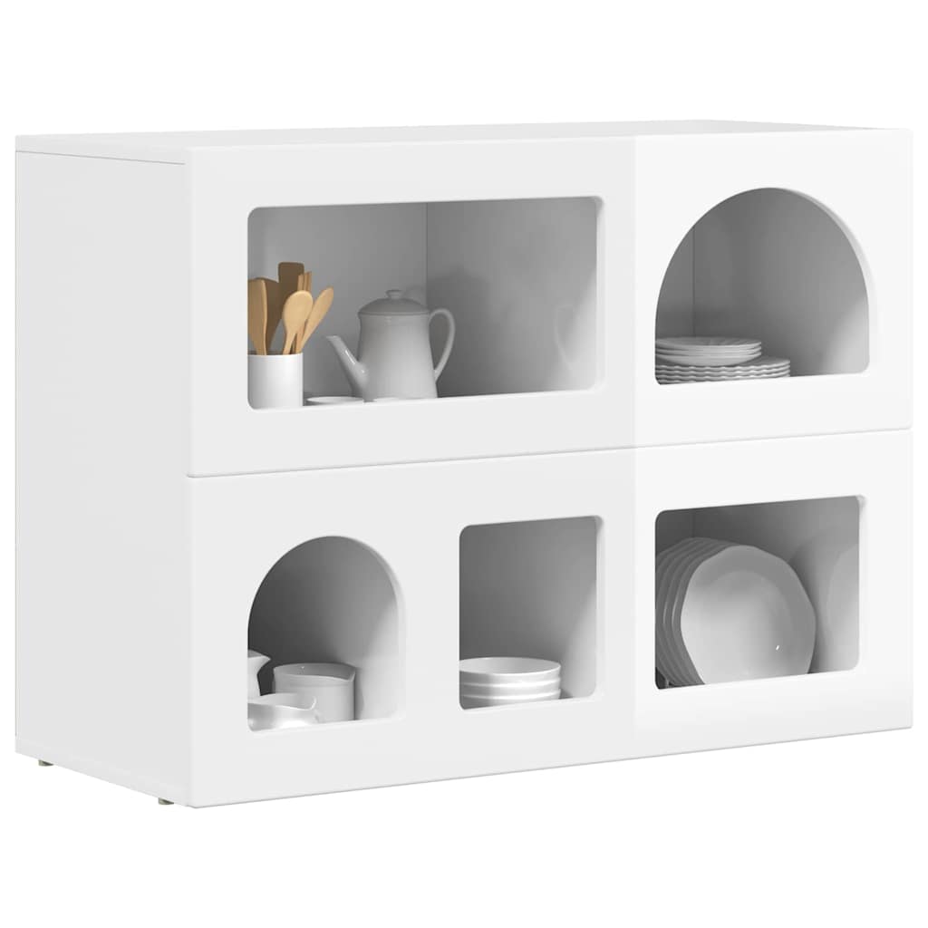 vidaXL Buffet haut brillant blanc 80,5 x 35 x 59 cm Bois d'ingénierie