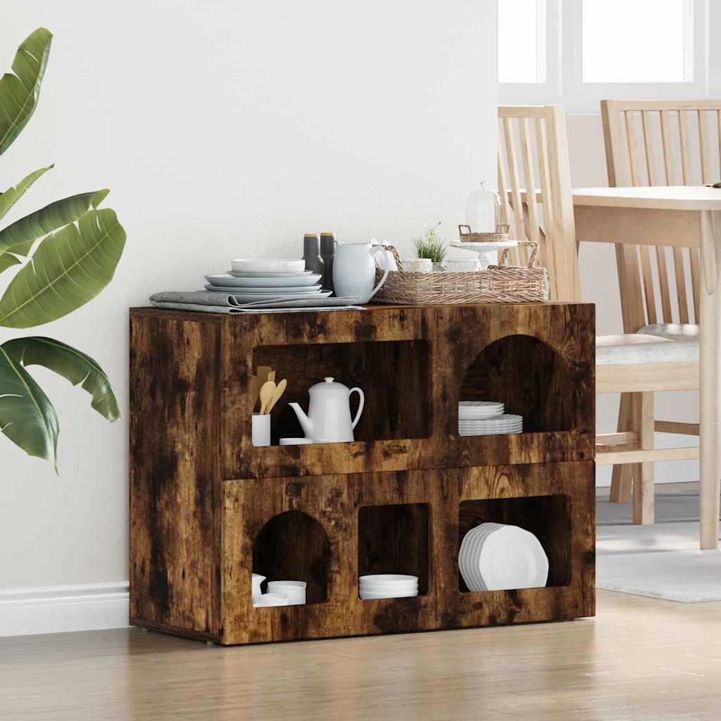 vidaXL Buffet Chêne fumé 80,5 x 35 x 59 cm Bois d'ingénierie