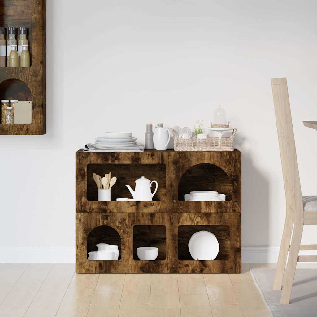 vidaXL Buffet Chêne fumé 80,5 x 35 x 59 cm Bois d'ingénierie