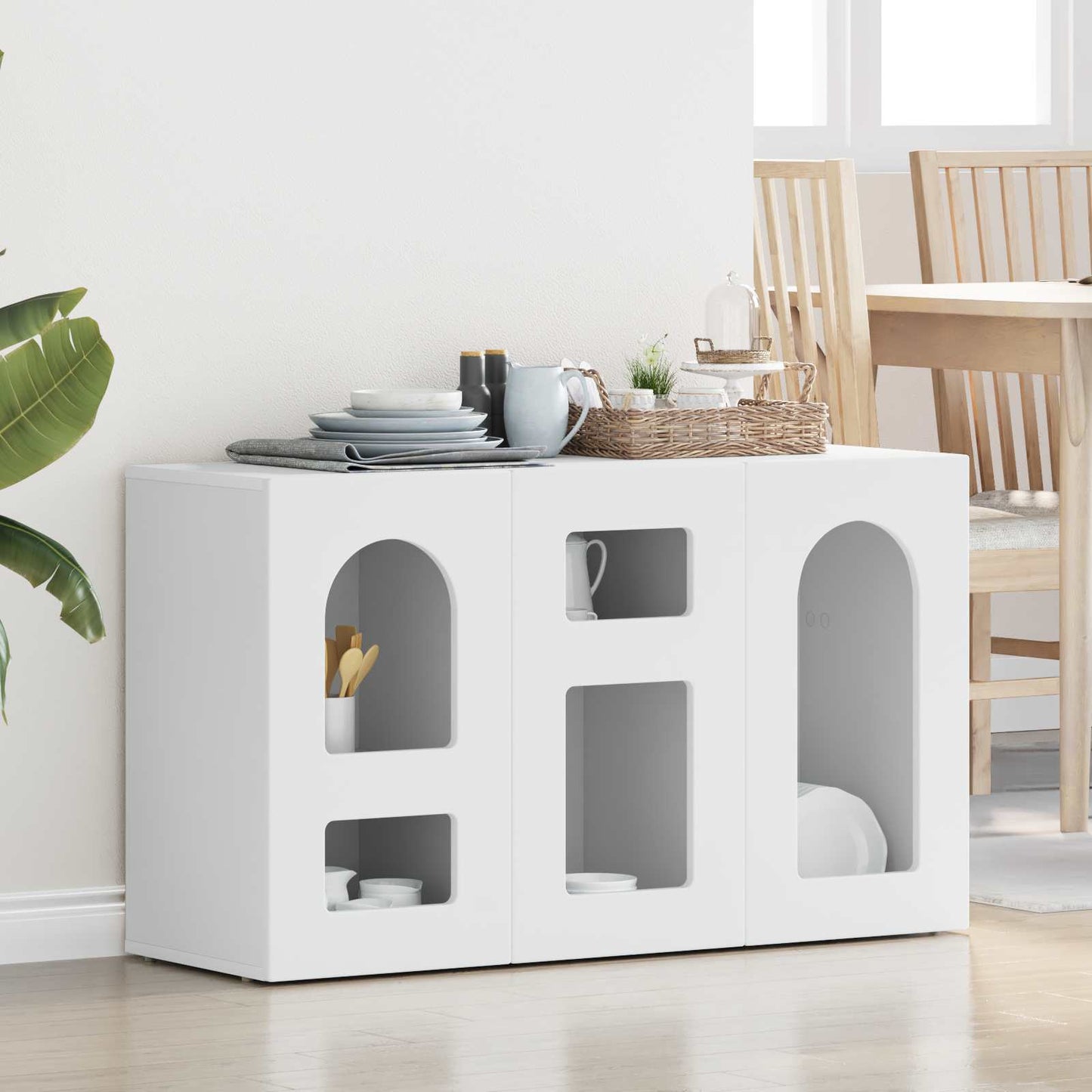 vidaXL Buffet blanc 100 x 35 x 59 cm en bois d'ingénierie