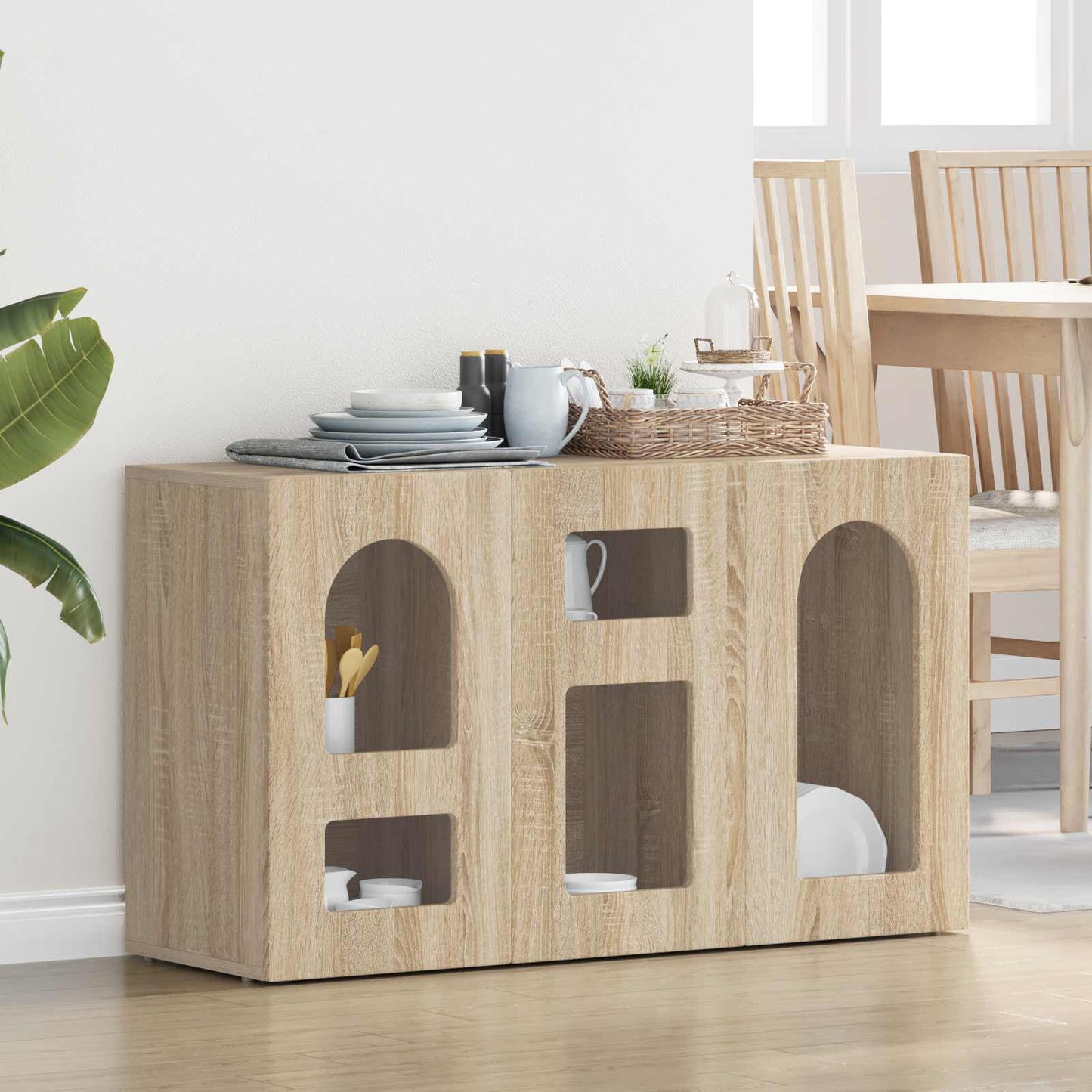 vidaXL Sideboard Sonoma-Eiche 100 x 35 x 59 cm Holzwerkstoff