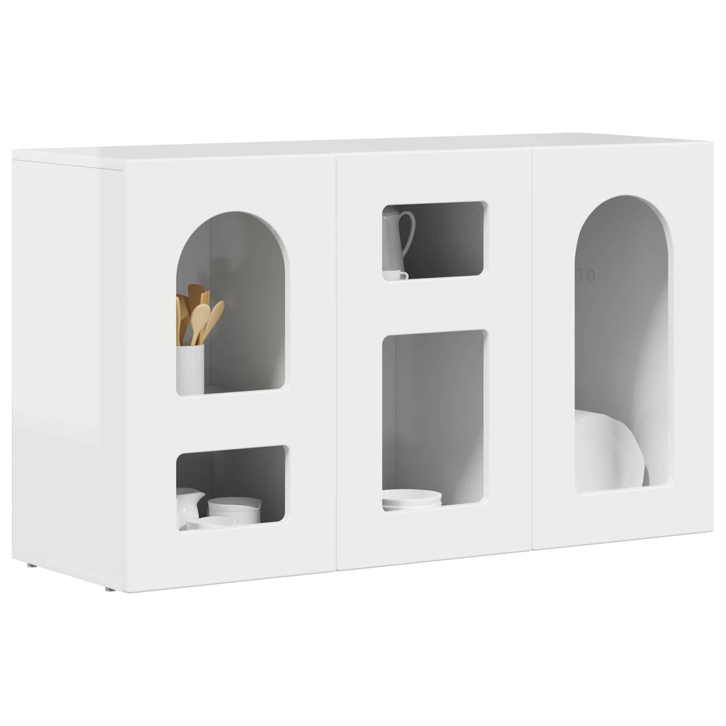 vidaXL Sideboard Hochglanz Weiß 100 x 35 x 59 cm Holzwerkstoff