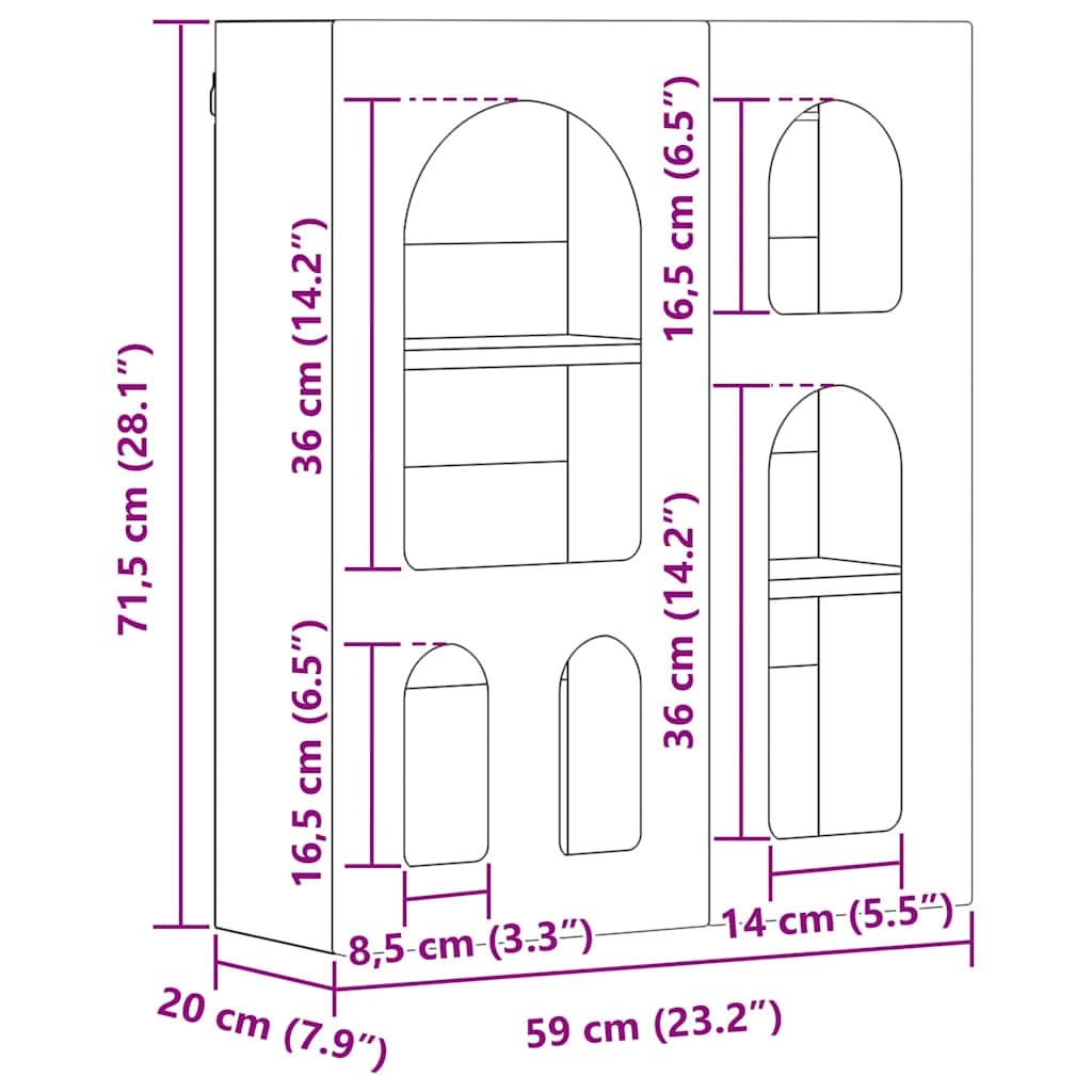 vidaXL Hängeschrank Artisan-Eiche 59 x 20 x 71,5 cm Holzwerkstoff