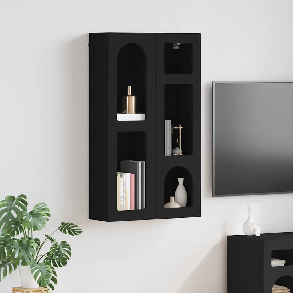 Hängeschrank mit Regal Schwarz 59 x 20 x 100 cm Holzwerkstoff