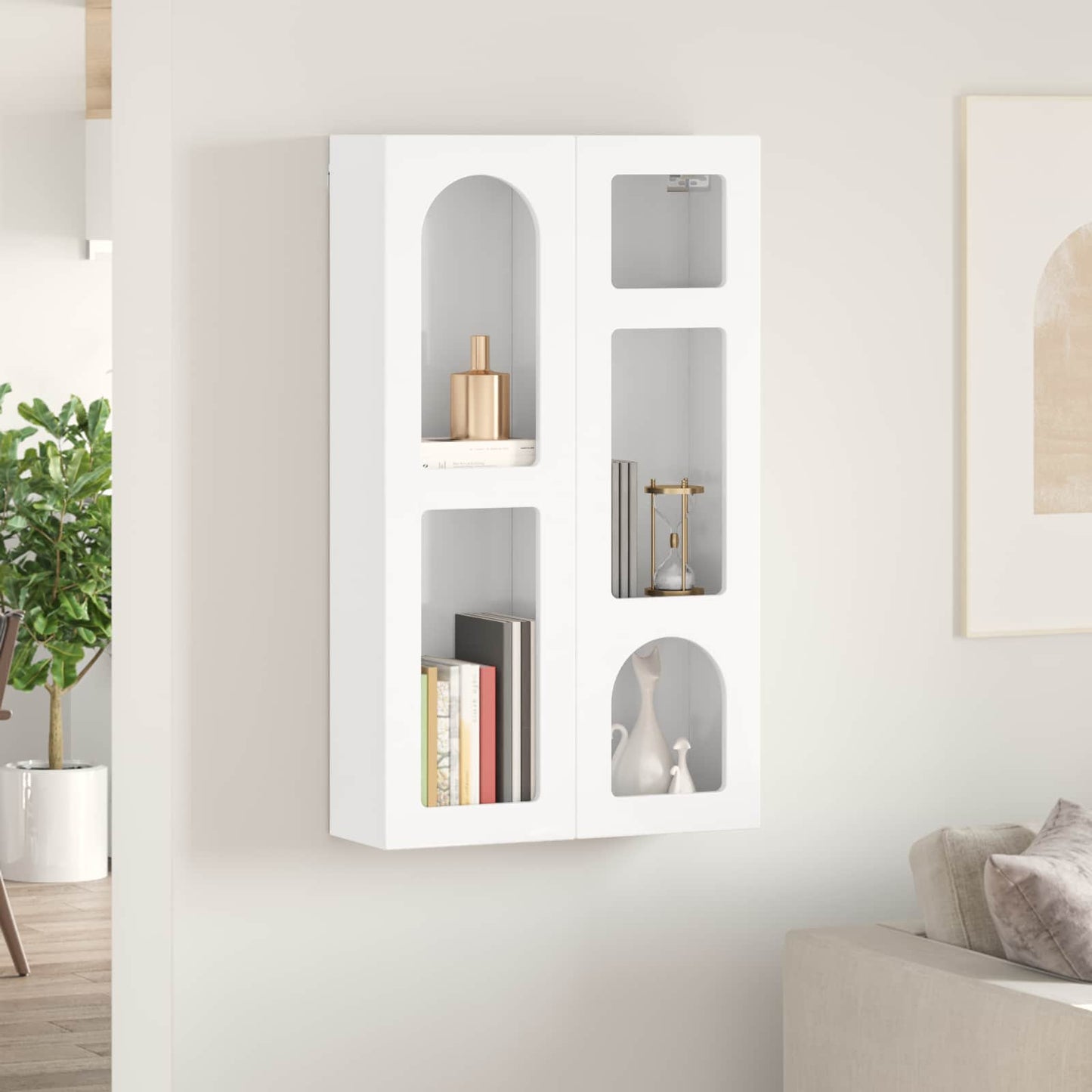 vidaXL Hängeschrank Hochglanz Weiß 59 x 20 x 100 cm Holzwerkstoff