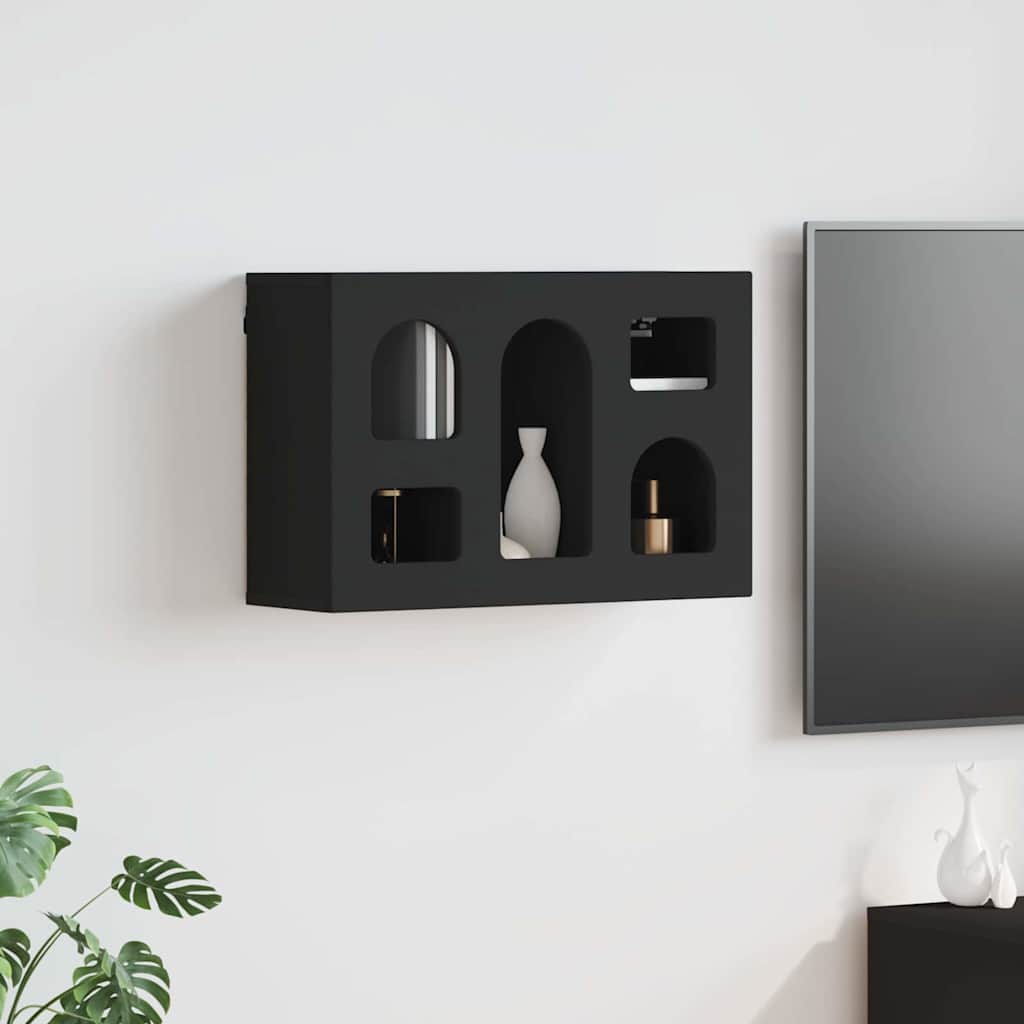 vidaXL Hängeschrank mit Regal Schwarz 60 x 20 x 40 cm Holzwerkstoff