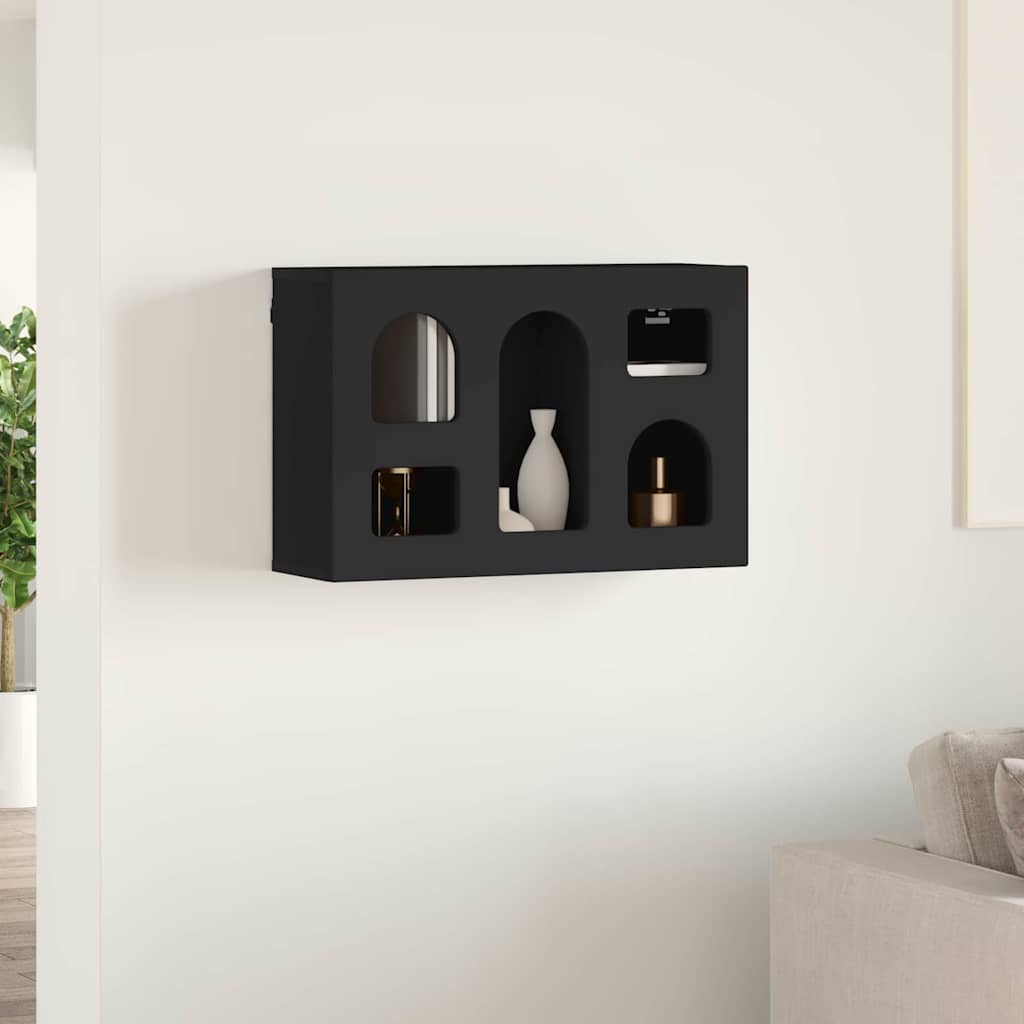 vidaXL Hängeschrank mit Regal Schwarz 60 x 20 x 40 cm Holzwerkstoff