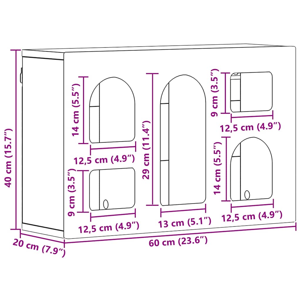vidaXL Hängeschrank mit Regal Beton Grau 60 x 20 x 40 cm Holzwerkstoff