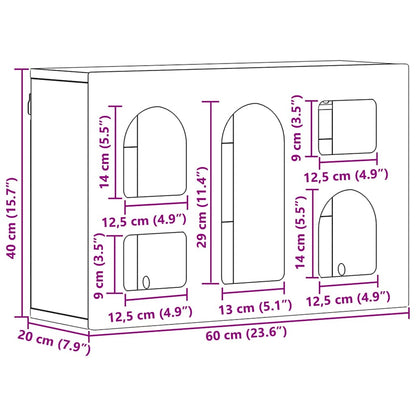 vidaXL Hängeschrank mit Regal Altholz 60 x 20 x 40 cm Holzwerkstoff