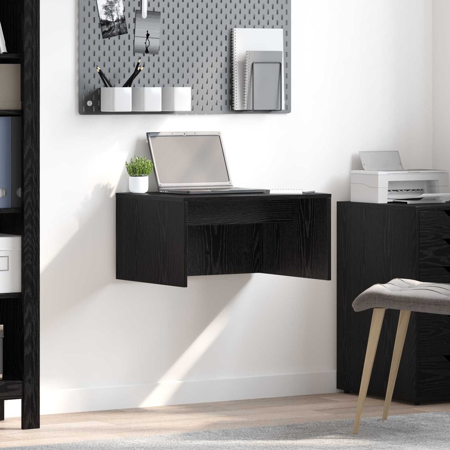 vidaXL Wandtisch Schwarz Eichen-Optik 60 x 45 x 30 cm Holzwerkstoff