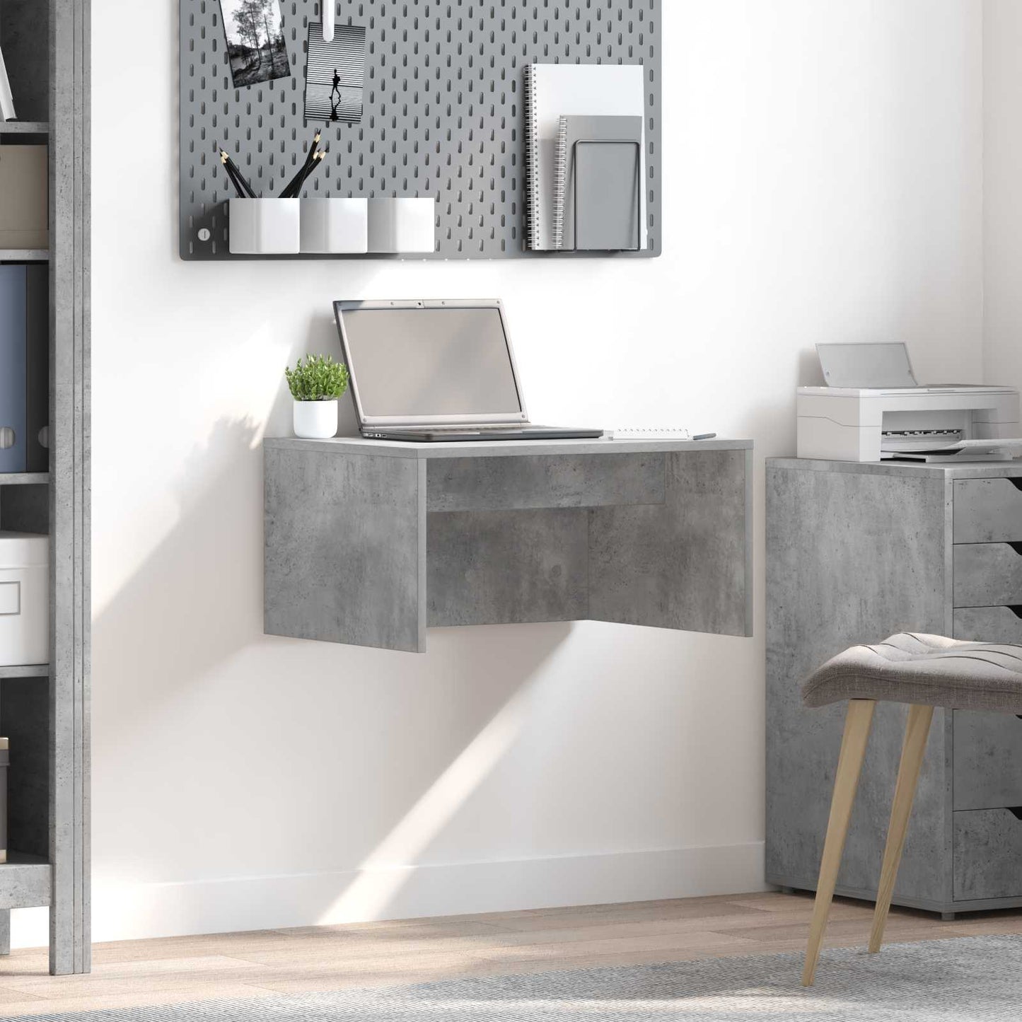 vidaXL Wandtisch Wandmontiert Beton Grau 60 x 45 x 30 cm Holzwerkstoff