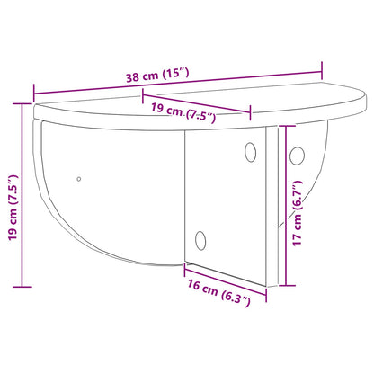 vidaXL Wandregal 2 pcs Geräucherte Eiche 38 x 19 x 19 cm Holzwerkstoff
