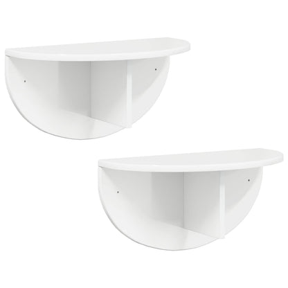 vidaXL Wandregal 2 pcs Hochglanz Weiß 48 x 24 x 24 cm Holzwerkstoff