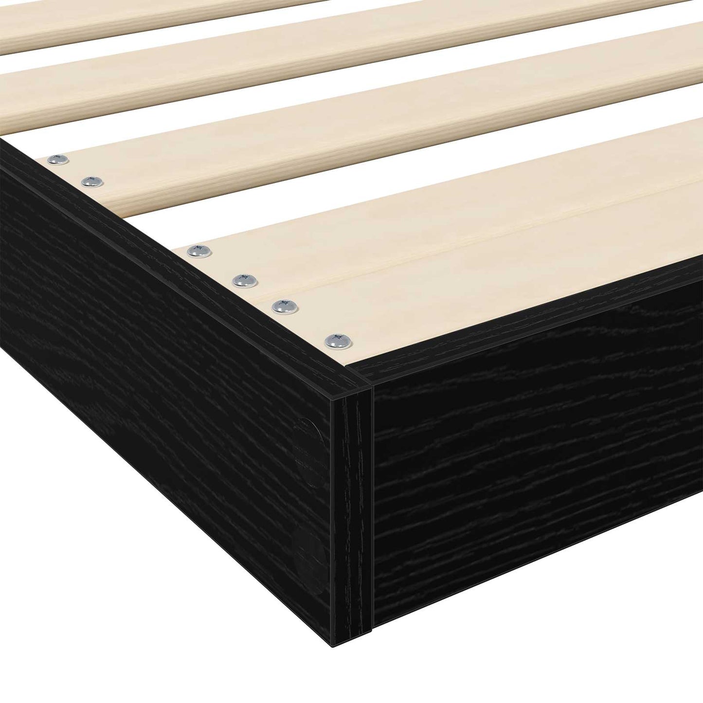 vidaXL Bodenbettrahmen Schwarz Eichen-Optik 71,5 x 190 cm