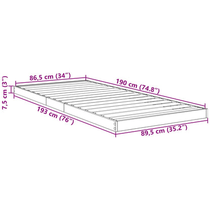 vidaXL Cadre de lit au sol aspect chêne noir 86,5 x 190 cm