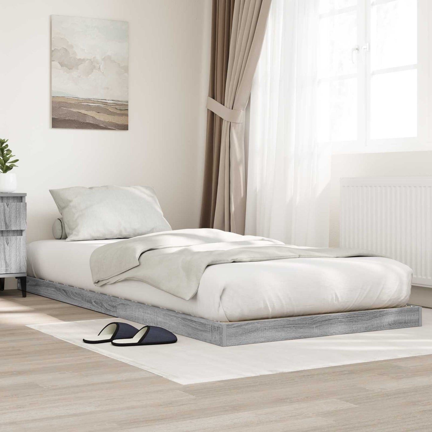 vidaXL Cadre de lit de sol gris Sonoma 86,5 x 190 cm en bois d'ingénierie