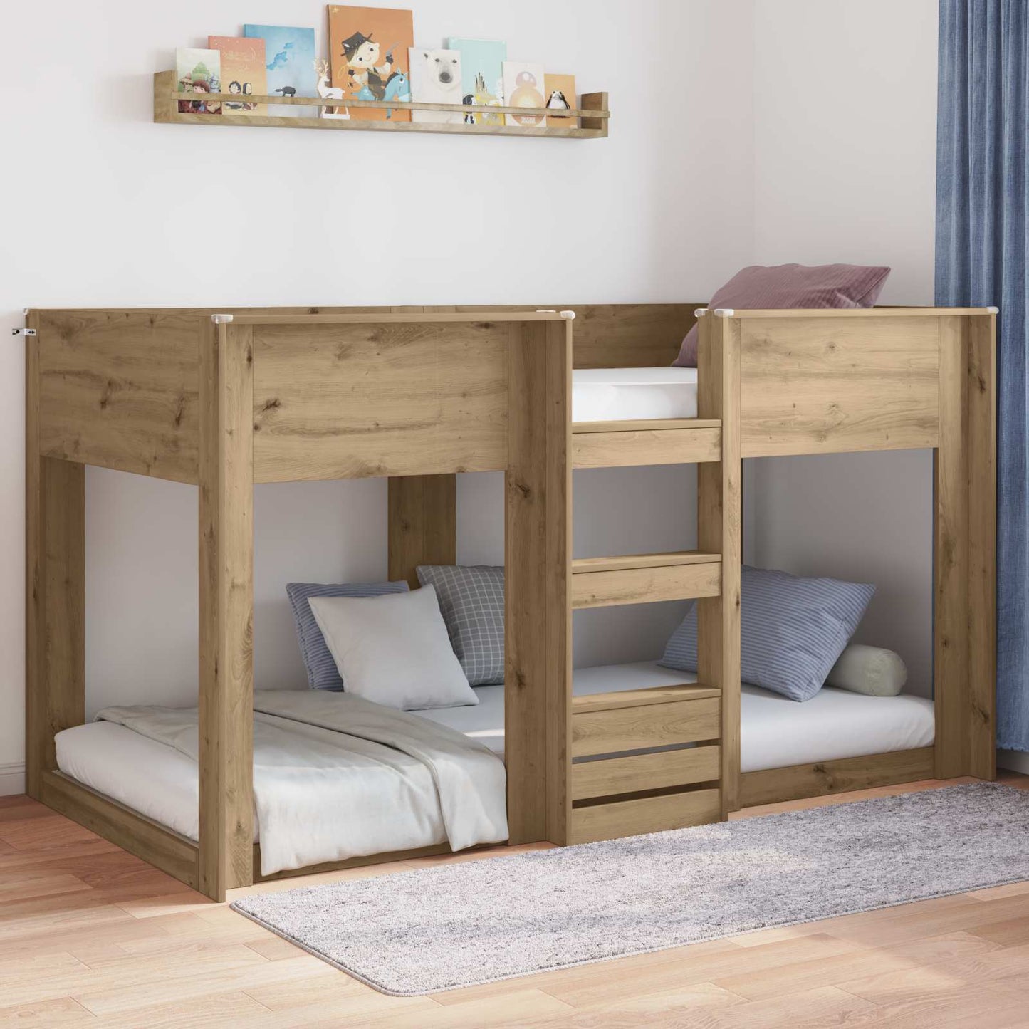 vidaXL Cadre de lit au sol Chêne artisanal 86,5 x 190 cm Bois d'ingénierie
