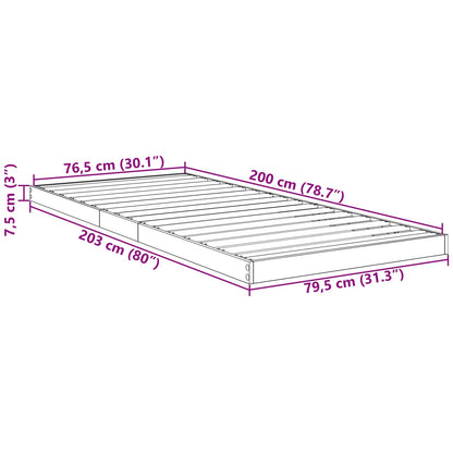 vidaXL Bodenbettrahmen Geräucherte Eiche 76,5 x 200 cm Holzwerkstoff