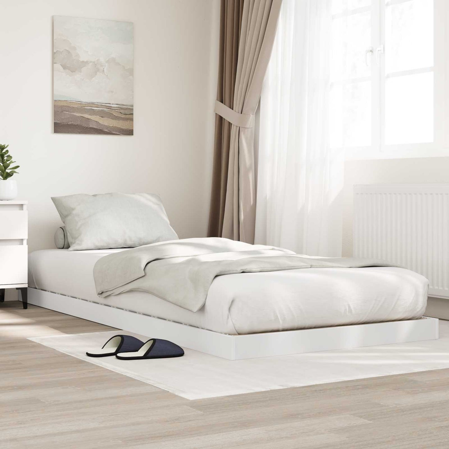 vidaXL Bodenbettrahmen Weiß 86,5 x 200 cm Holzwerkstoff