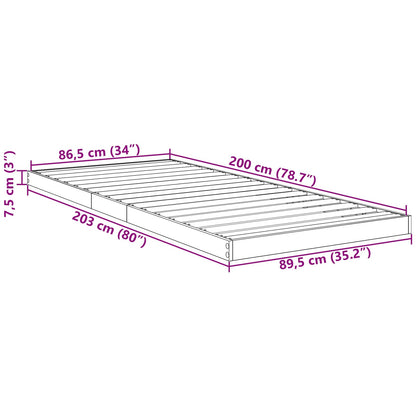 vidaXL Bodenbettrahmen Weiß 86,5 x 200 cm Holzwerkstoff