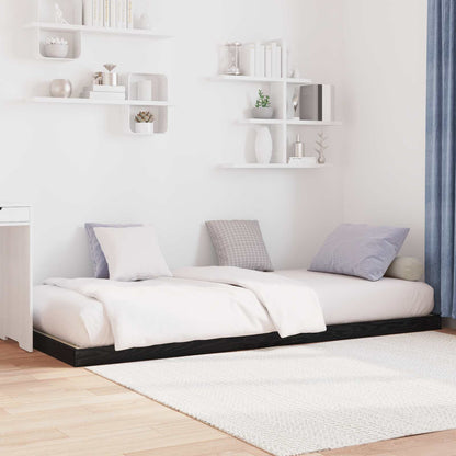 vidaXL Bodenbettrahmen Schwarz Eichen-Optik 86,5 x 200 cm