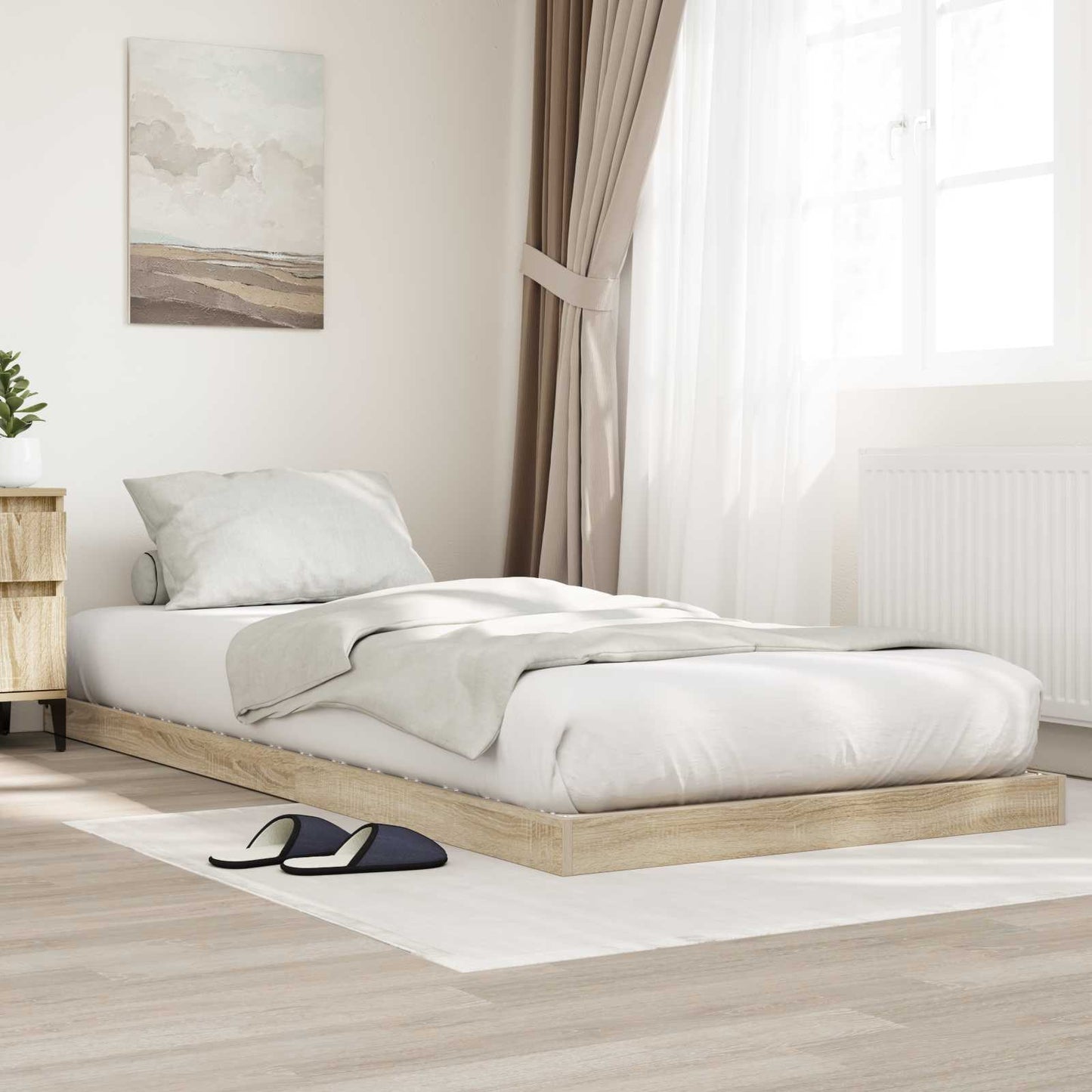 vidaXL Bodenbettrahmen Sonoma-Eiche 86,5 x 200 cm Holzwerkstoff