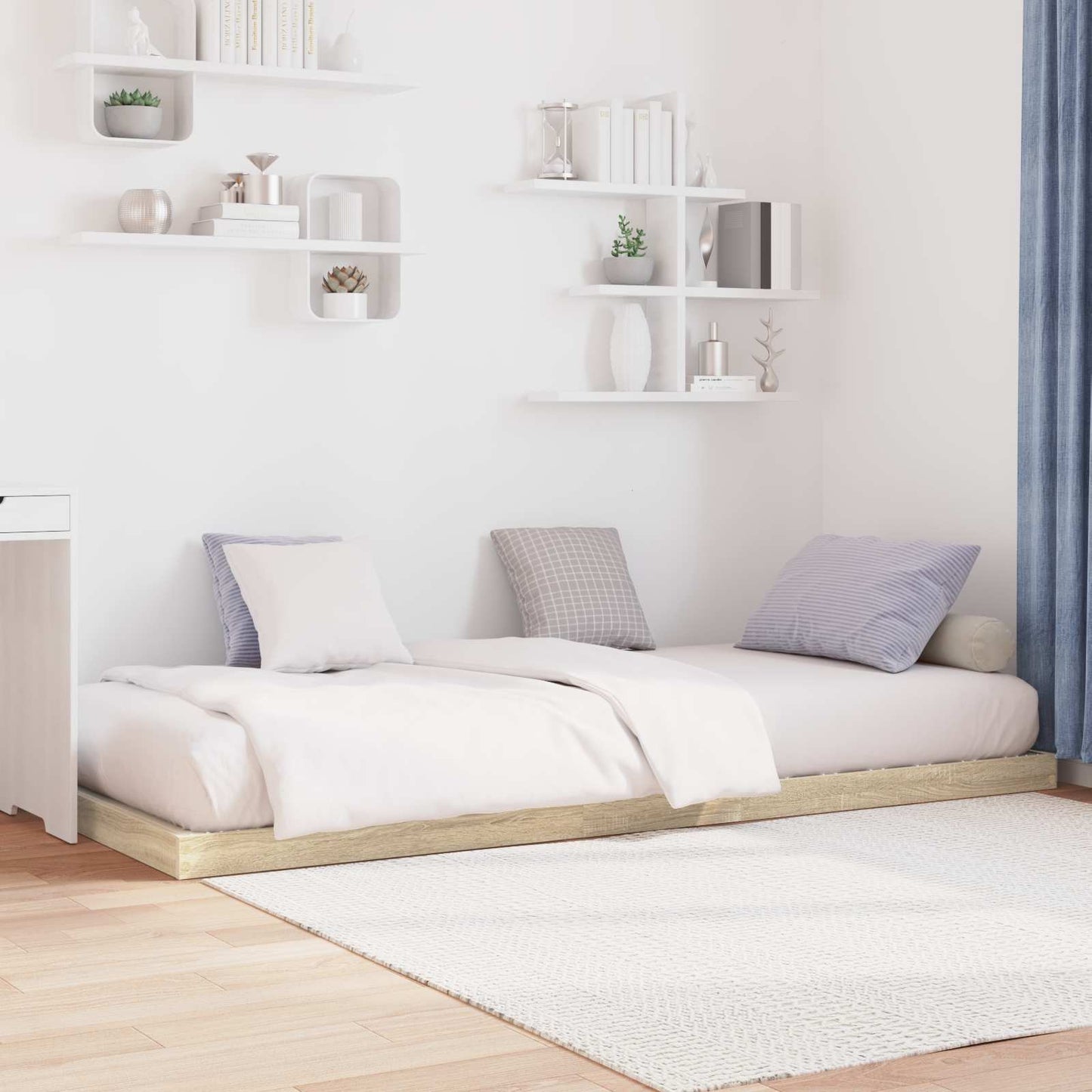 vidaXL Bodenbettrahmen Sonoma-Eiche 86,5 x 200 cm Holzwerkstoff