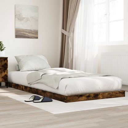 vidaXL Bodenbettrahmen Geräucherte Eiche 96,5 x 200 cm Holzwerkstoff