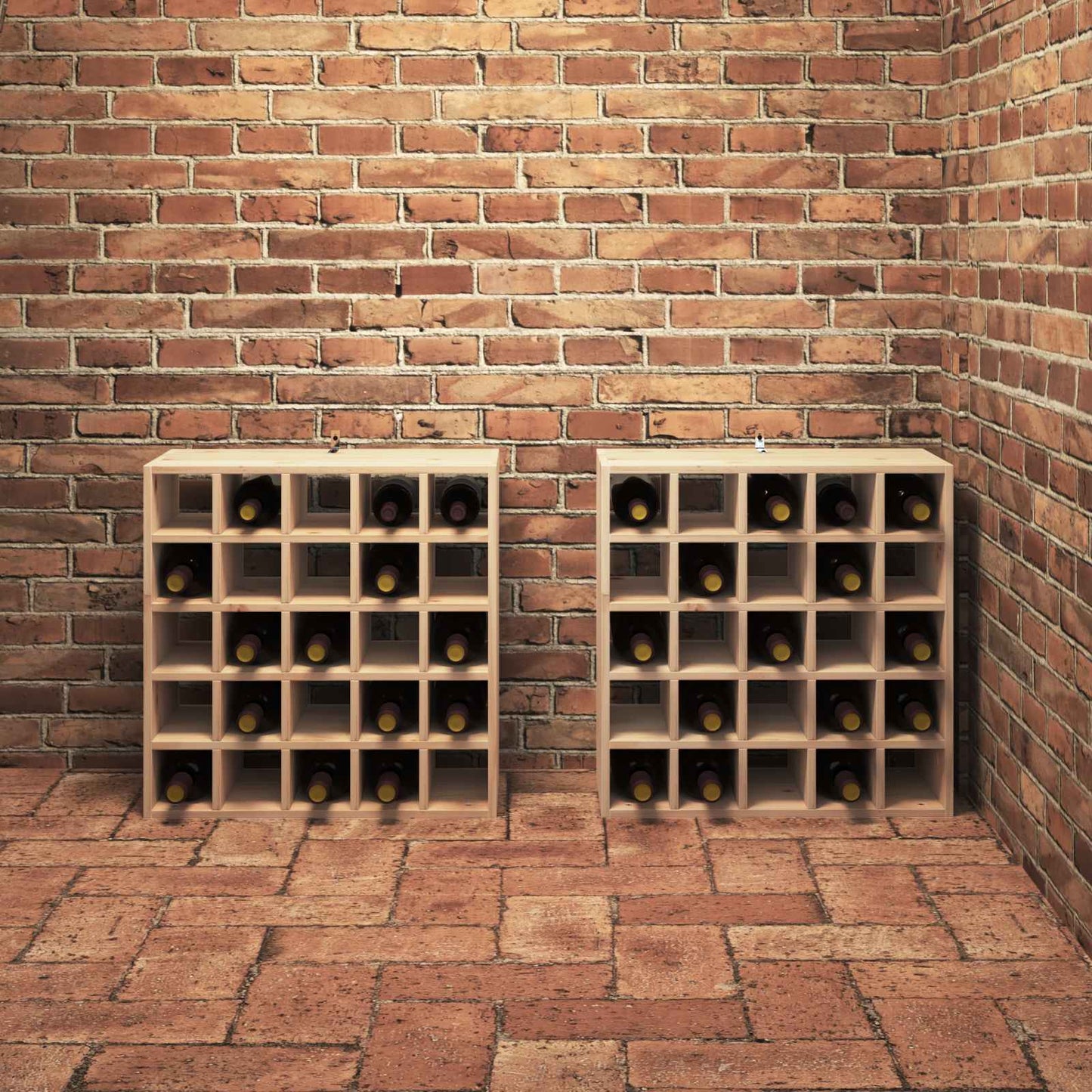 vidaXL Weinregal 2 pcs Natur 56 x 25 x 56 cm Massives Kiefernholz