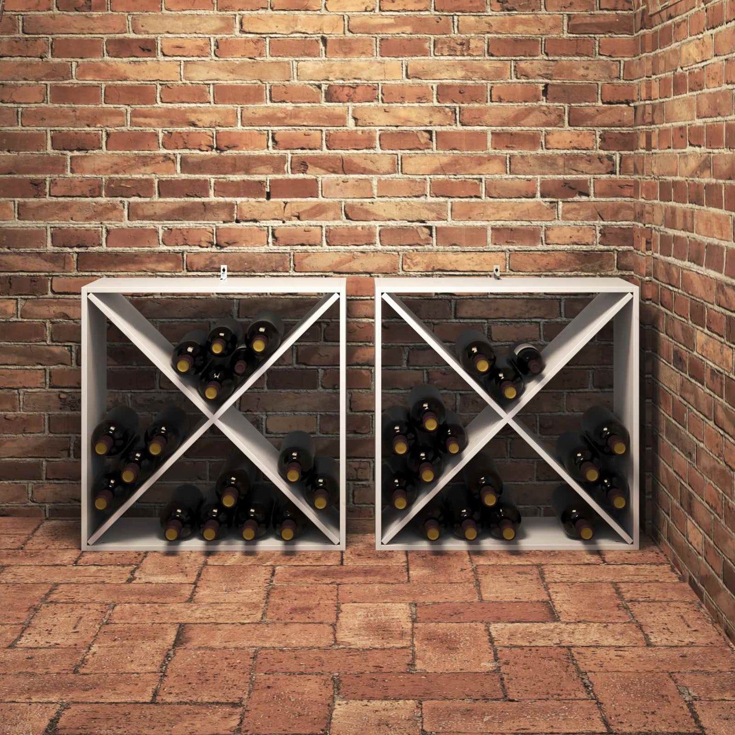 vidaXL Weinregal 2 pcs Weiß 62 x 25 x 62 cm Massives Kiefernholz