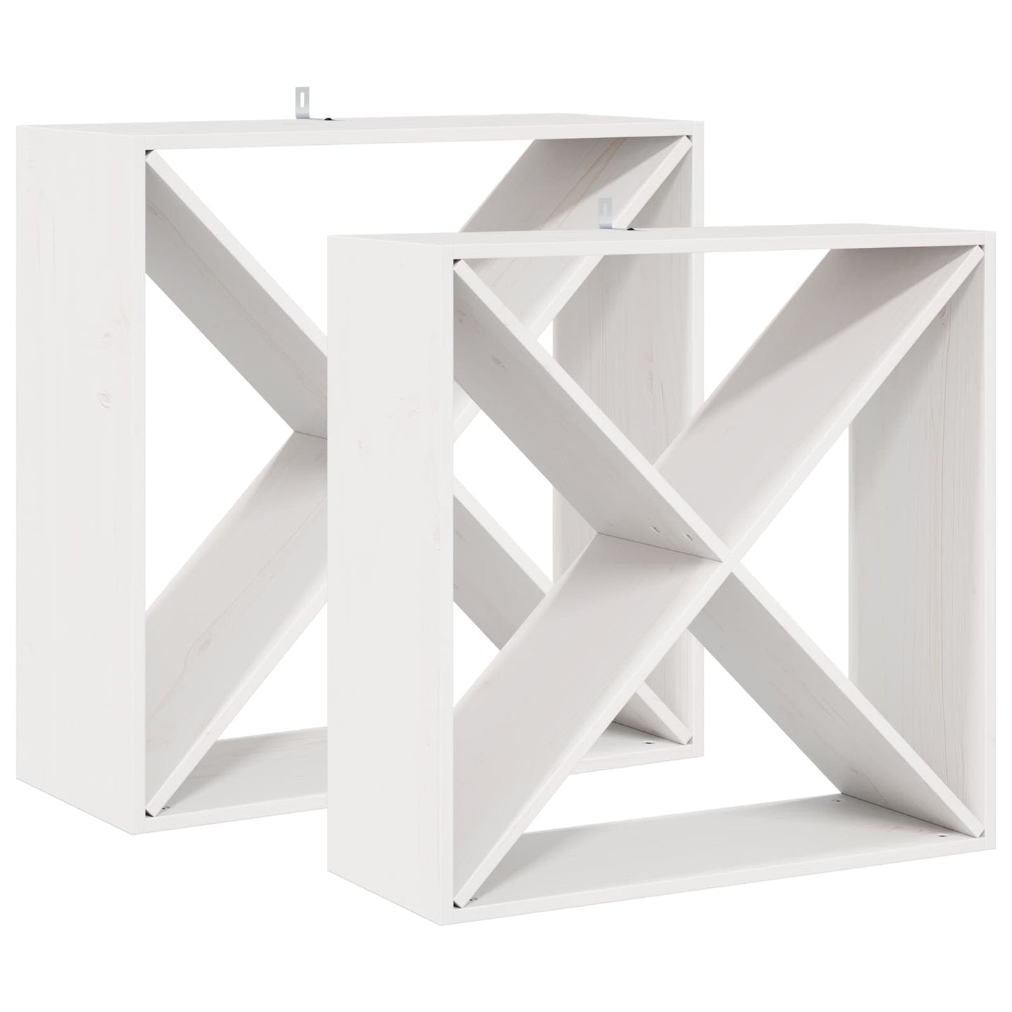 vidaXL Weinregal 2 pcs Weiß 62 x 25 x 62 cm Massives Kiefernholz