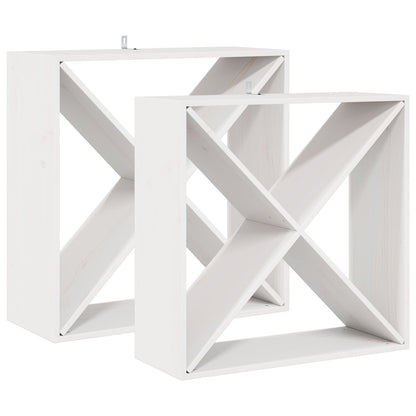 vidaXL Weinregal 2 pcs Weiß 62 x 25 x 62 cm Massives Kiefernholz