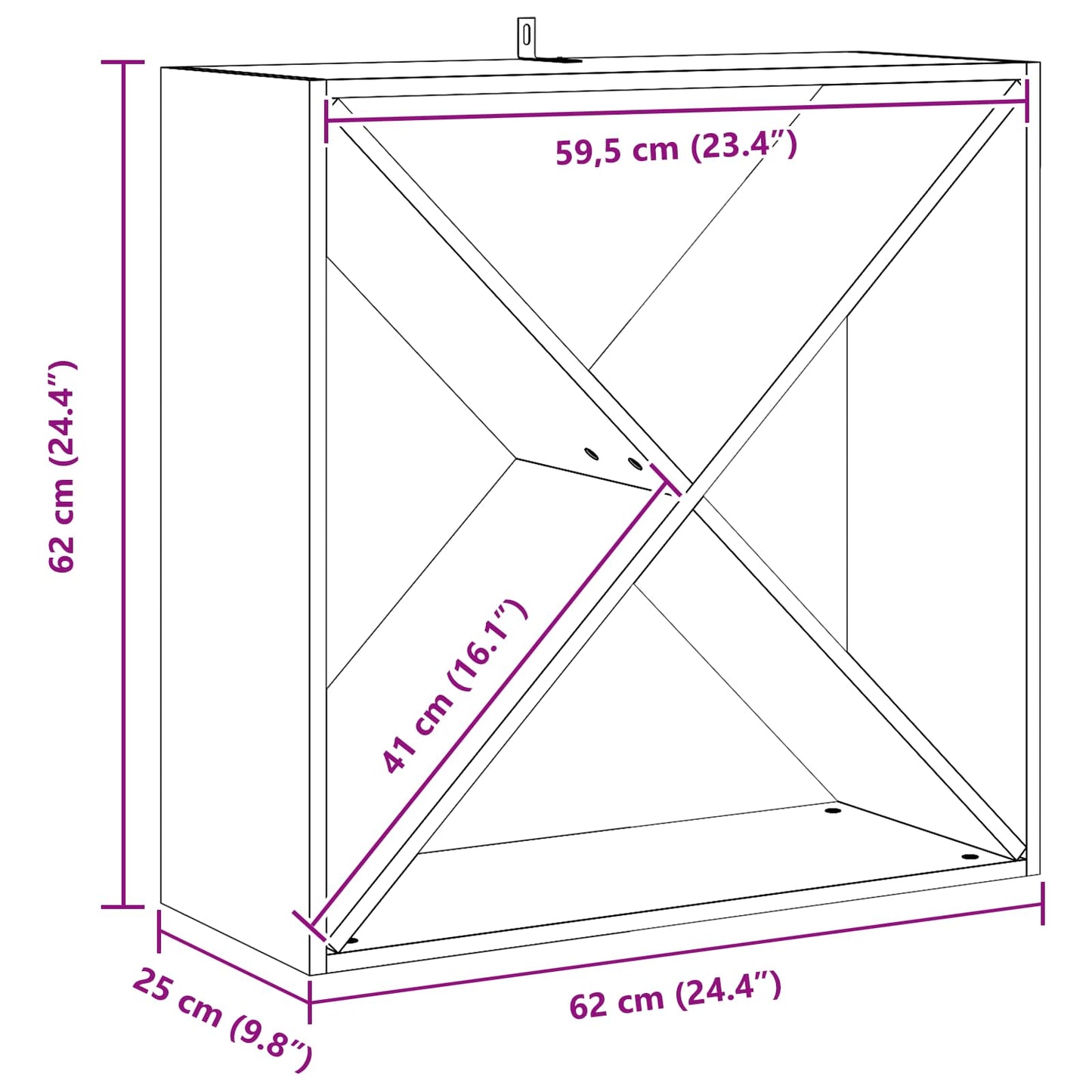 vidaXL Weinregal 2 pcs Weiß 62 x 25 x 62 cm Massives Kiefernholz