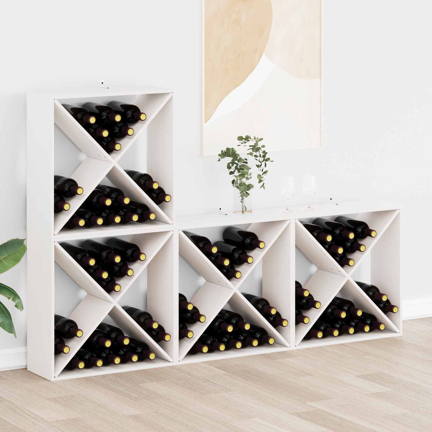 vidaXL Weinregal 4 pcs Weiß 62 x 25 x 62 cm Massives Kiefernholz