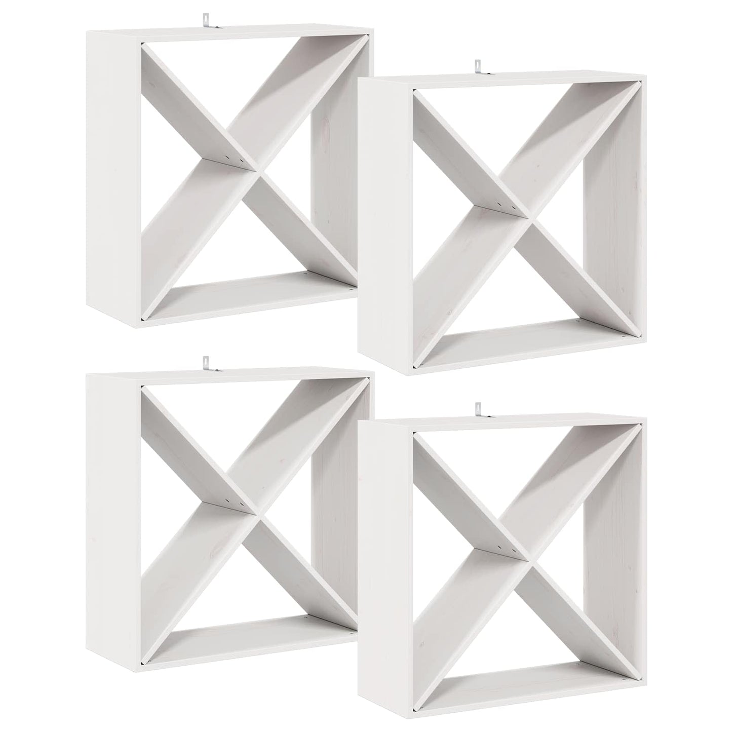 vidaXL Weinregal 4 pcs Weiß 62 x 25 x 62 cm Massives Kiefernholz