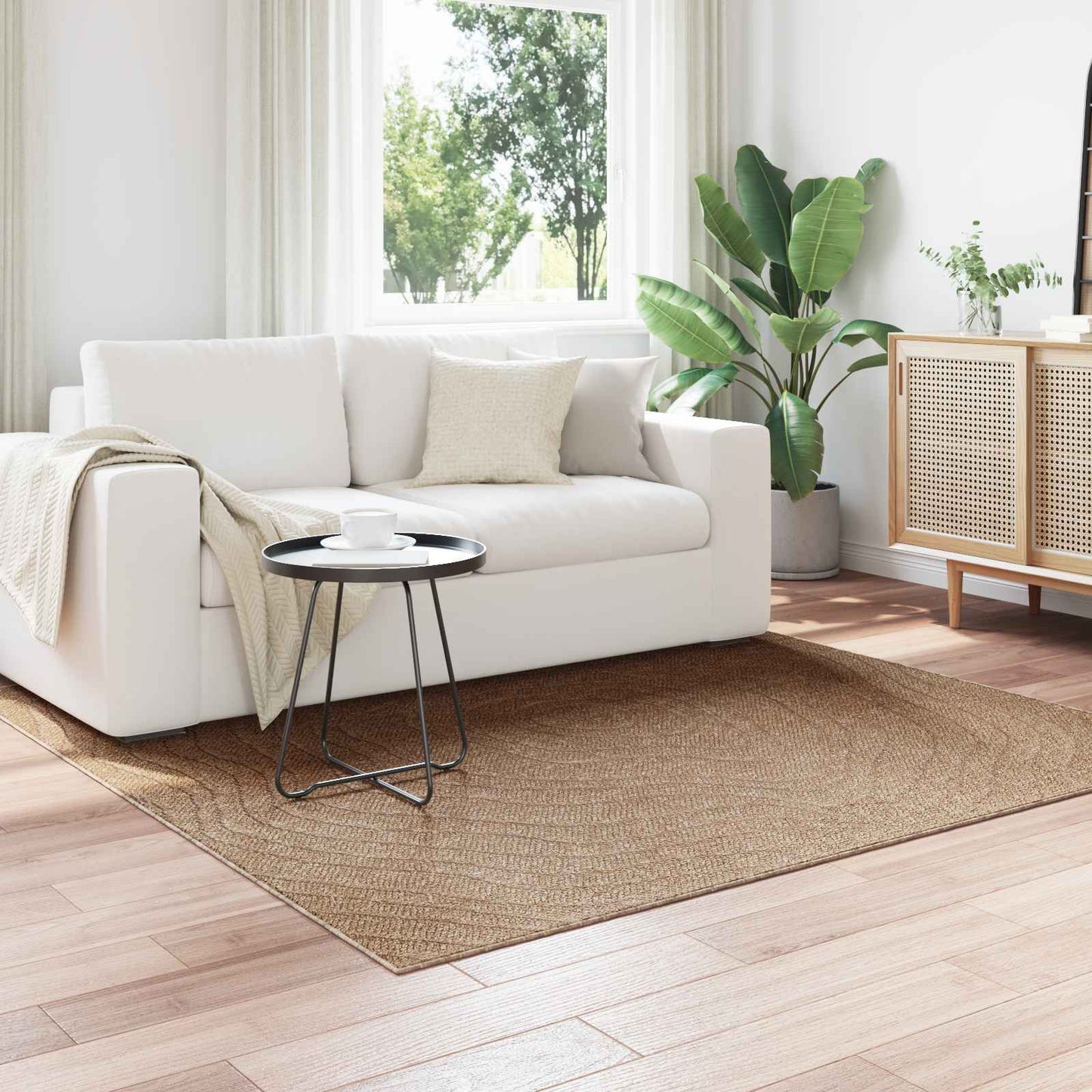 vidaXL Bereichsteppiche Moiré HUARTE Natur 120 x 120 cm Polyester
