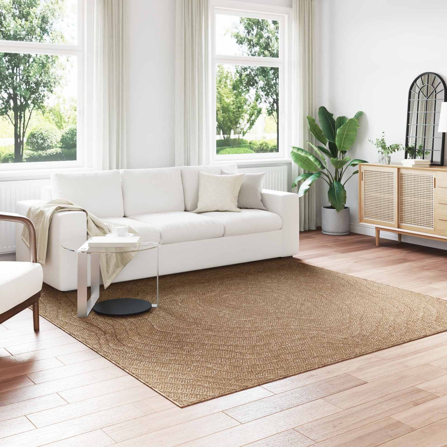 vidaXL Bereichsteppiche Moiré HUARTE Natur 240 x 240 cm Polyester