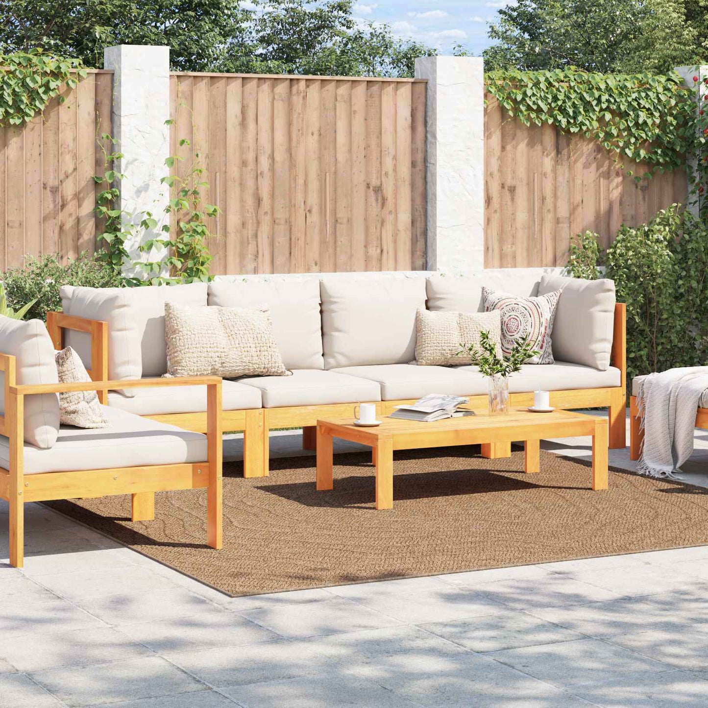 vidaXL Bereichsteppiche Moiré HUARTE Natur 240 x 240 cm Polyester