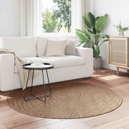 vidaXL Bereichsteppiche Rund Moiré HUARTE Natur Ø 120 CM Polyester