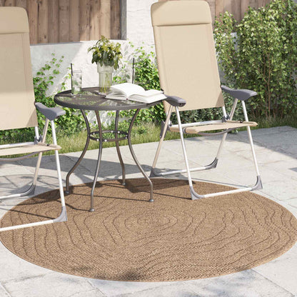 vidaXL Bereichsteppiche Rund Moiré HUARTE Natur Ø 120 CM Polyester