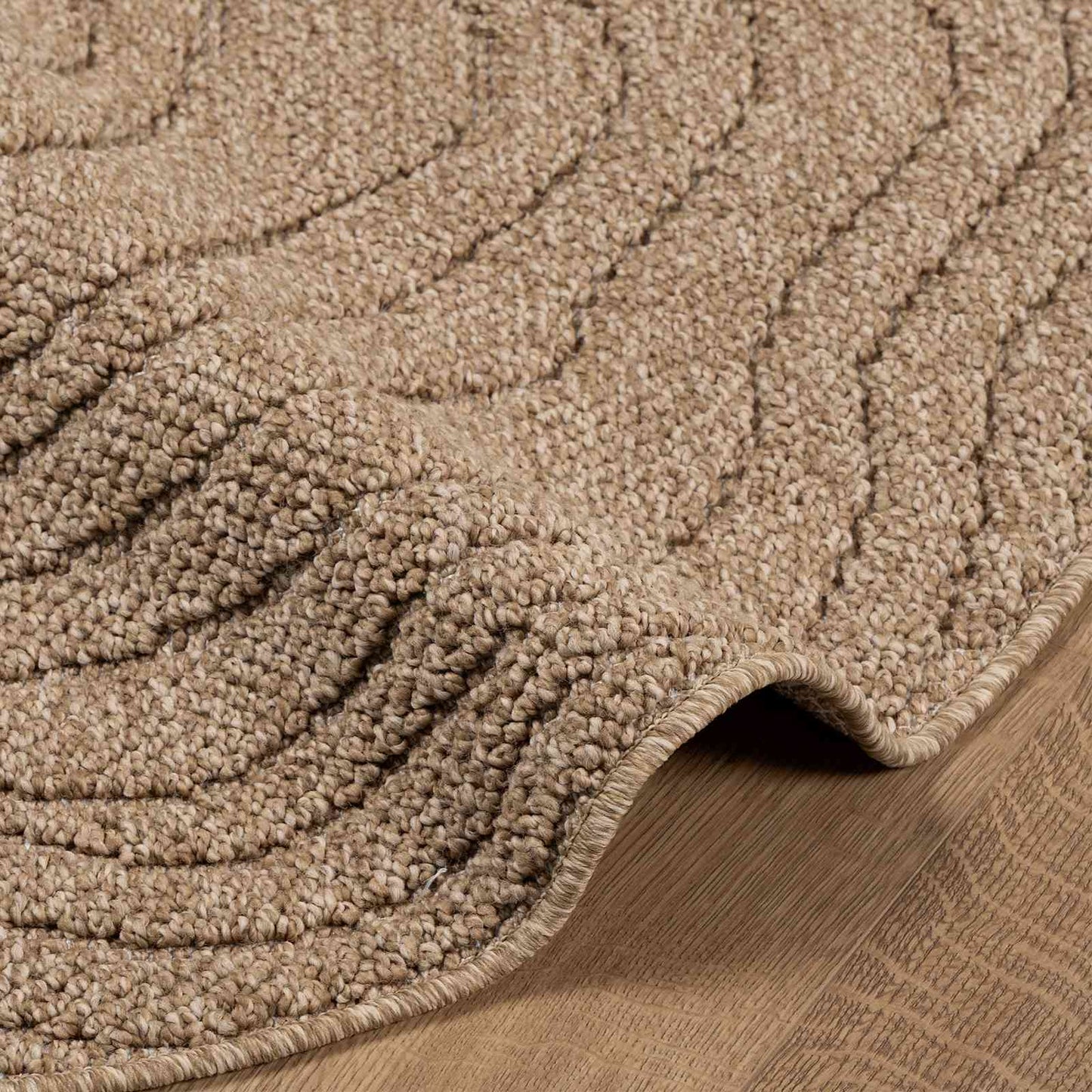 Bereichsteppiche Rund Moiré AGIRA Natur Ø 160 CM Polyester