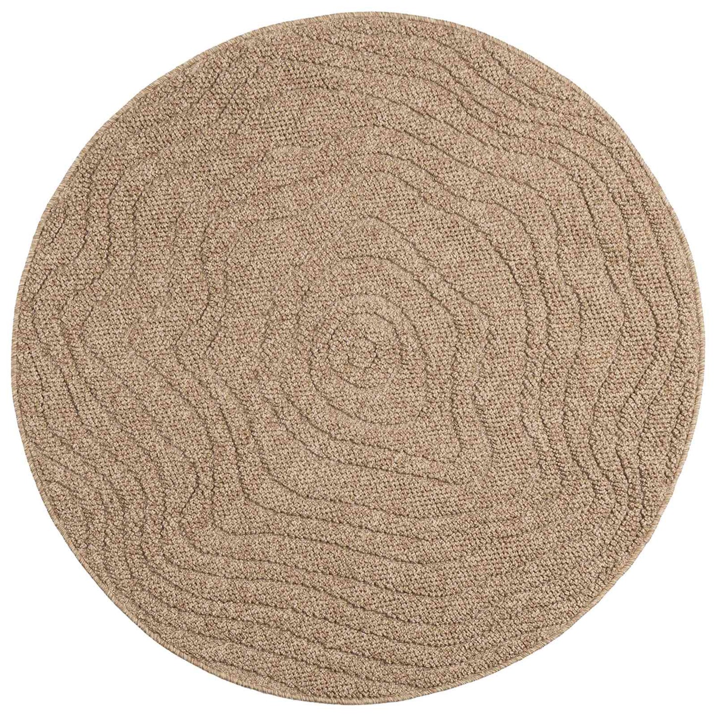 Bereichsteppiche Rund Moiré AGIRA Natur Ø 160 CM Polyester