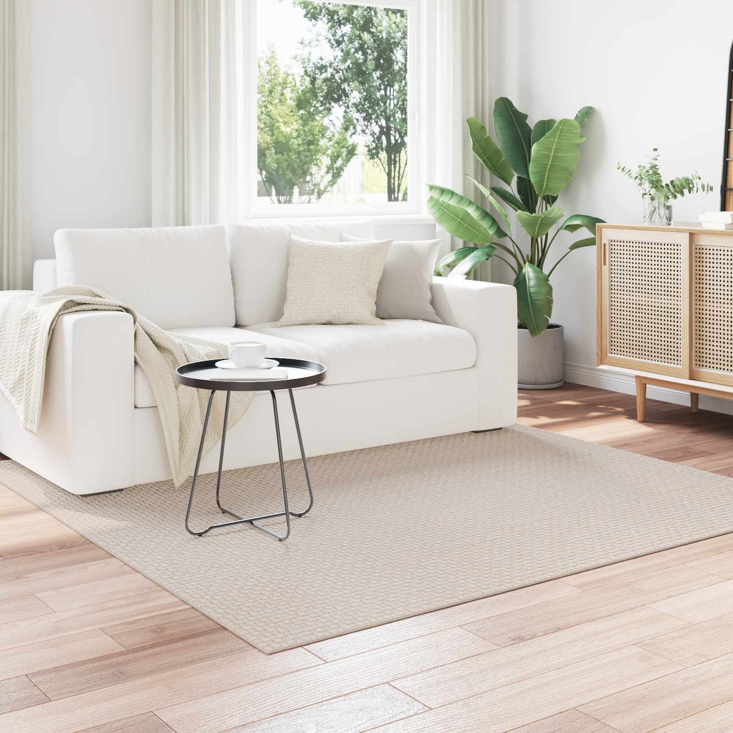 vidaXL Bereichsteppiche Quadratisch HUARTE Creme 200 x 200 cm